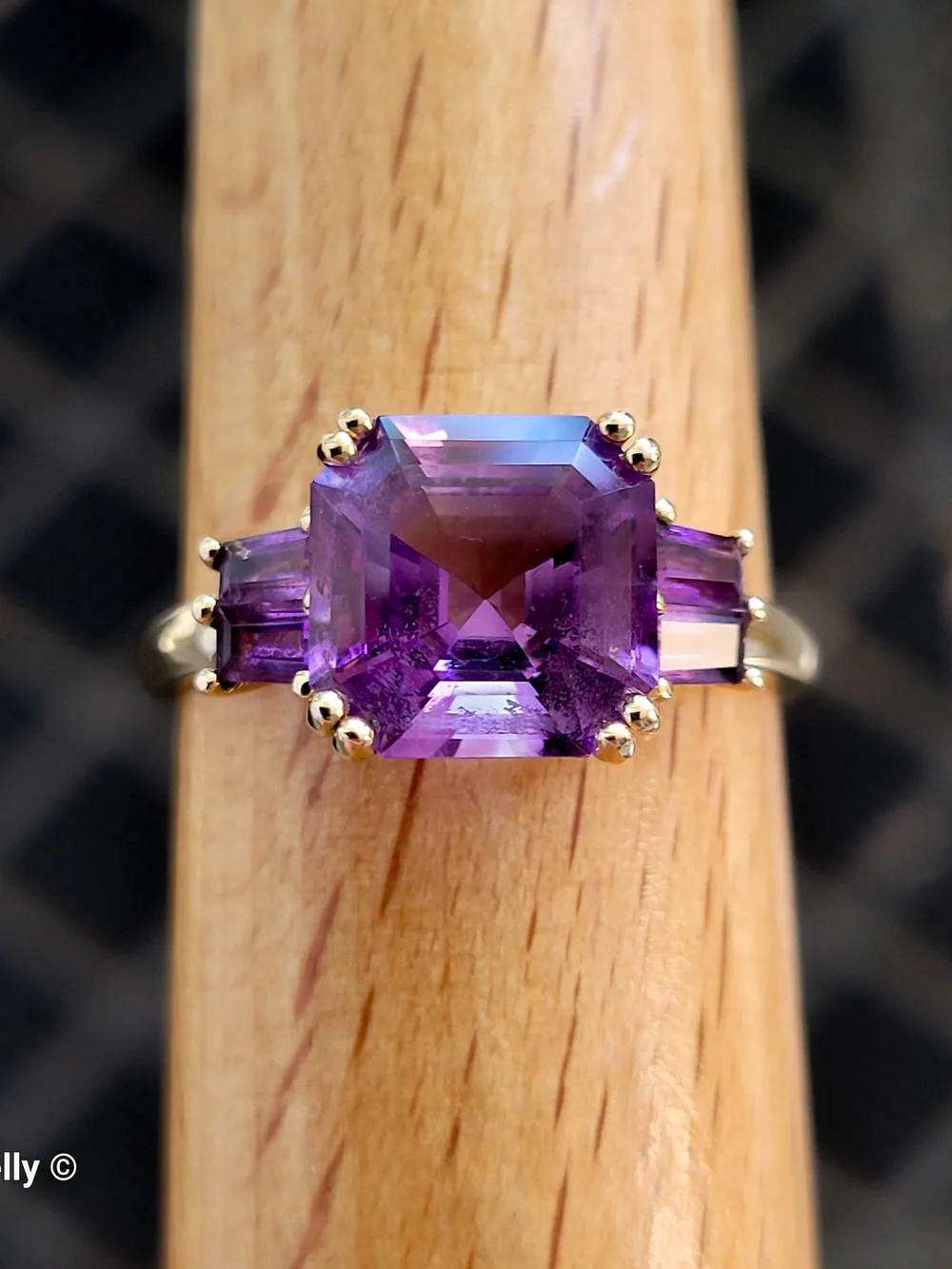 14K Yellow Gold Purple Amethyst Cocktail Ring Size 11 - Solid Gold! 👌🎁